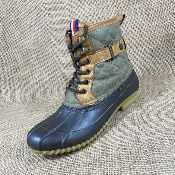 Tommy Hilfiger Boot Duck Top Sider Waterproof Green Brown Women's Size 6 - Picture 2 of 8
